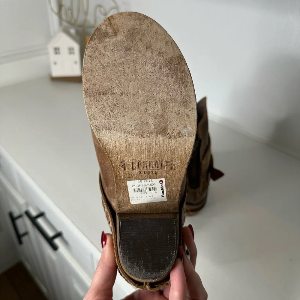 Corral Boots Indie Spirit Distressed Leather Ankle Boots Braided Strap Bootie - Picture 8 of 9